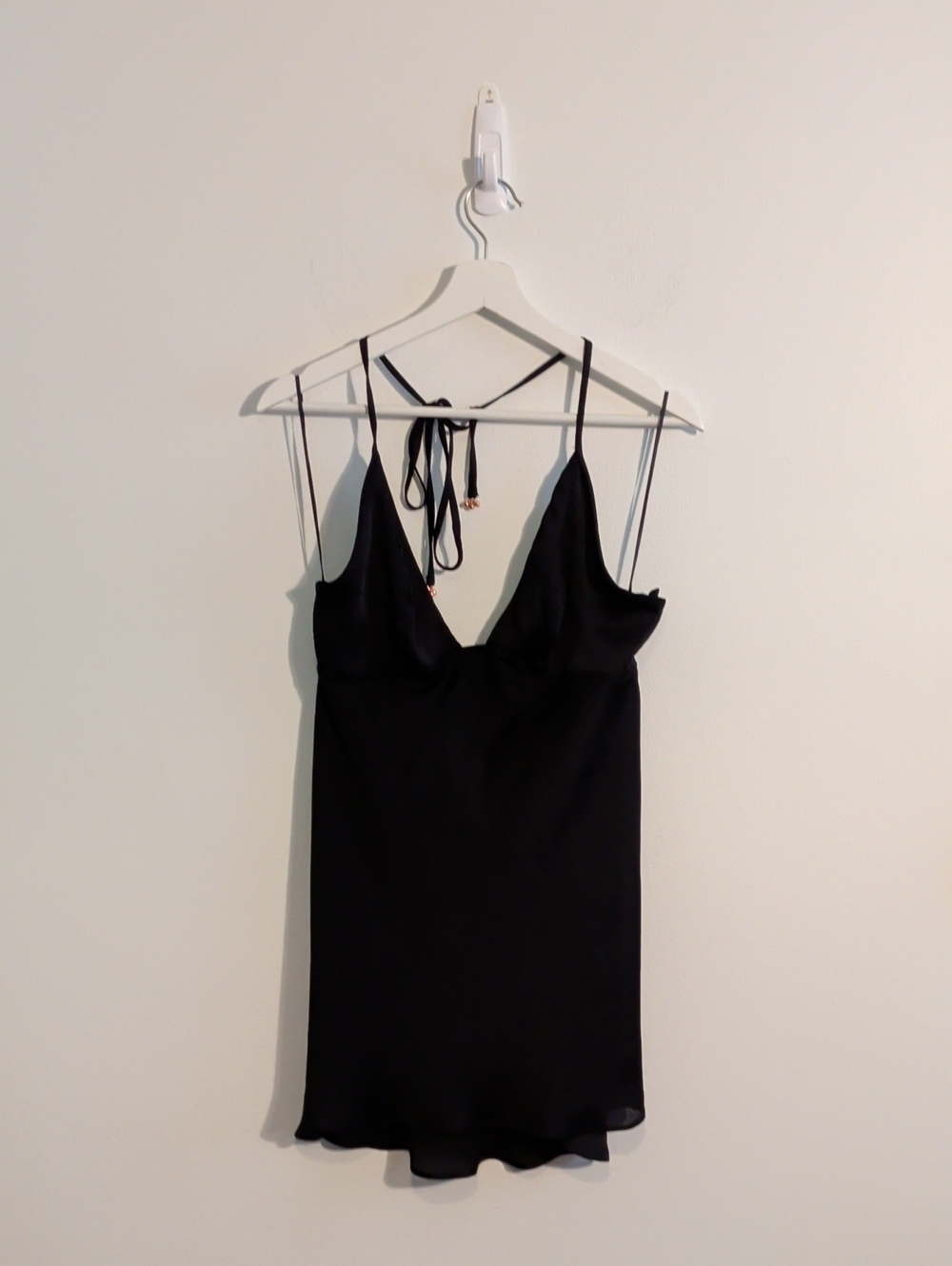 FREE PEOPLE black satin halter top - size medium